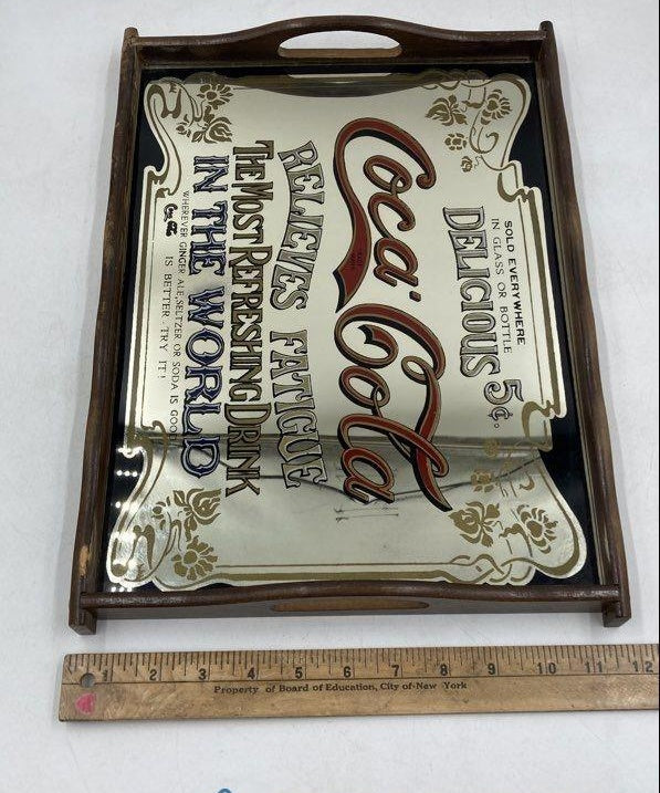 Vintage Coca Cola Relieves Fatigue 16" Mirrored Tray