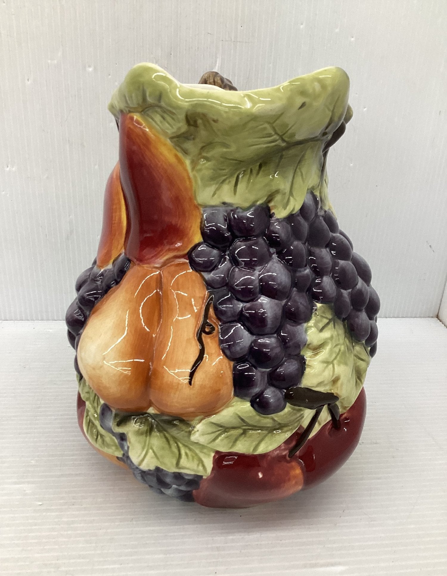 Sonoma Harvest Ceramic Pitcher Hand-Painted Fruit Motifs Dishwasher Safe