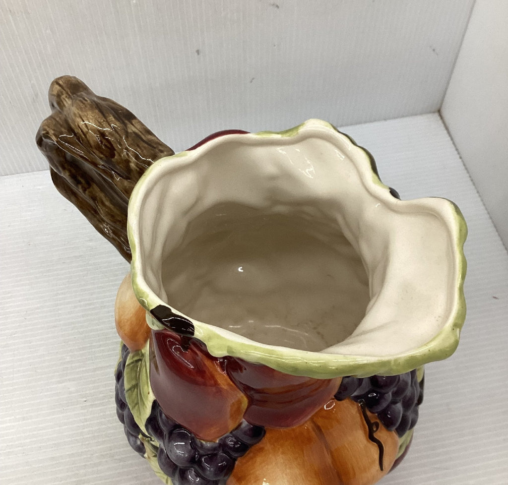 Sonoma Harvest Ceramic Pitcher Hand-Painted Fruit Motifs Dishwasher Safe