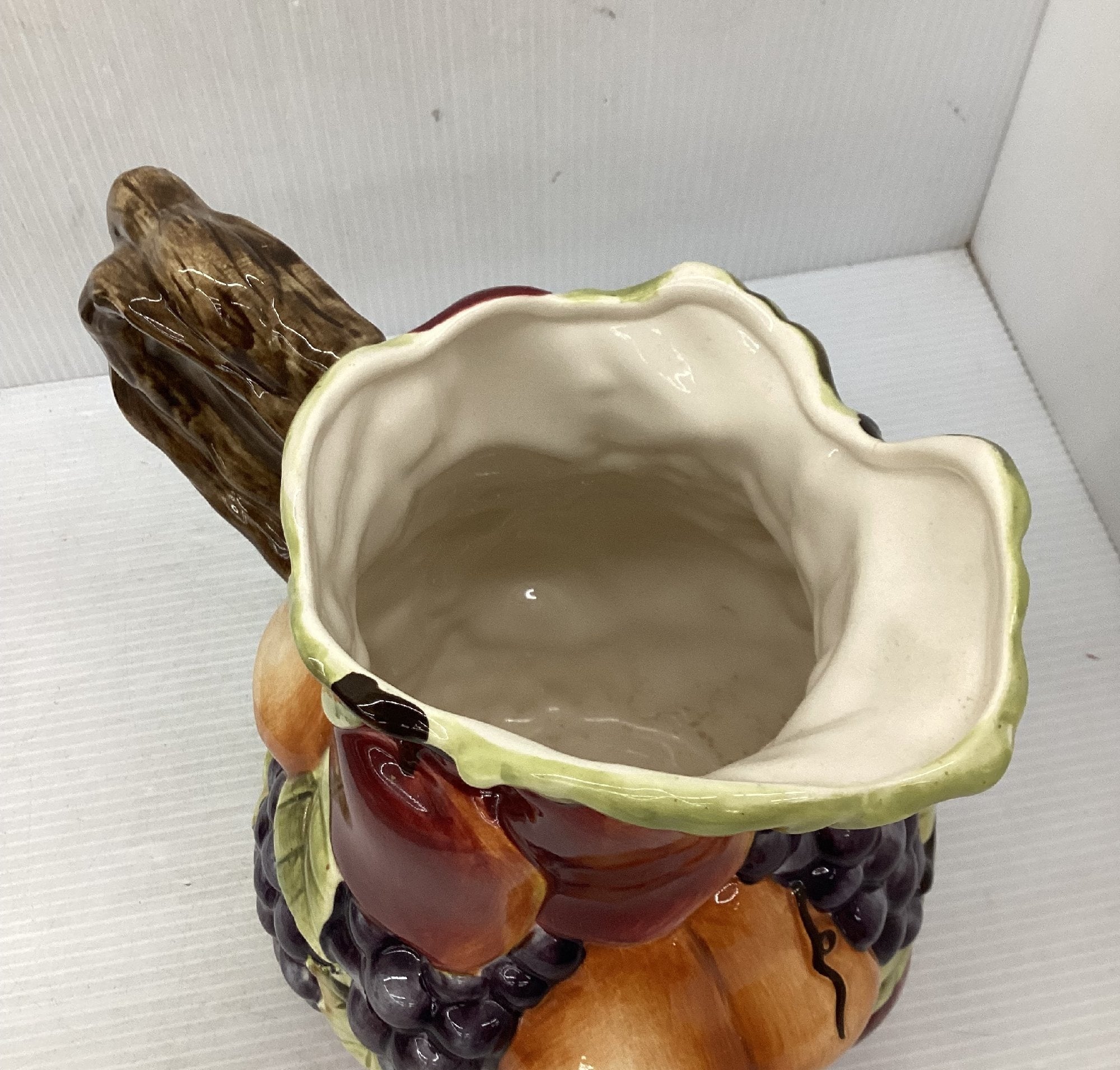 Sonoma Harvest Ceramic Pitcher Hand-Painted Fruit Motifs Dishwasher Safe