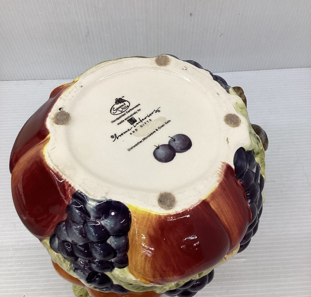 Sonoma Harvest Ceramic Pitcher Hand-Painted Fruit Motifs Dishwasher Safe