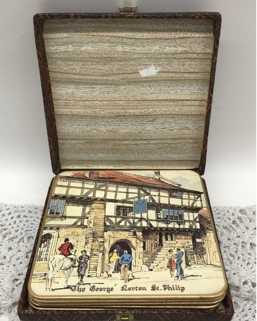 Vtg Win-El-Ware England Set Of 6 Coasters