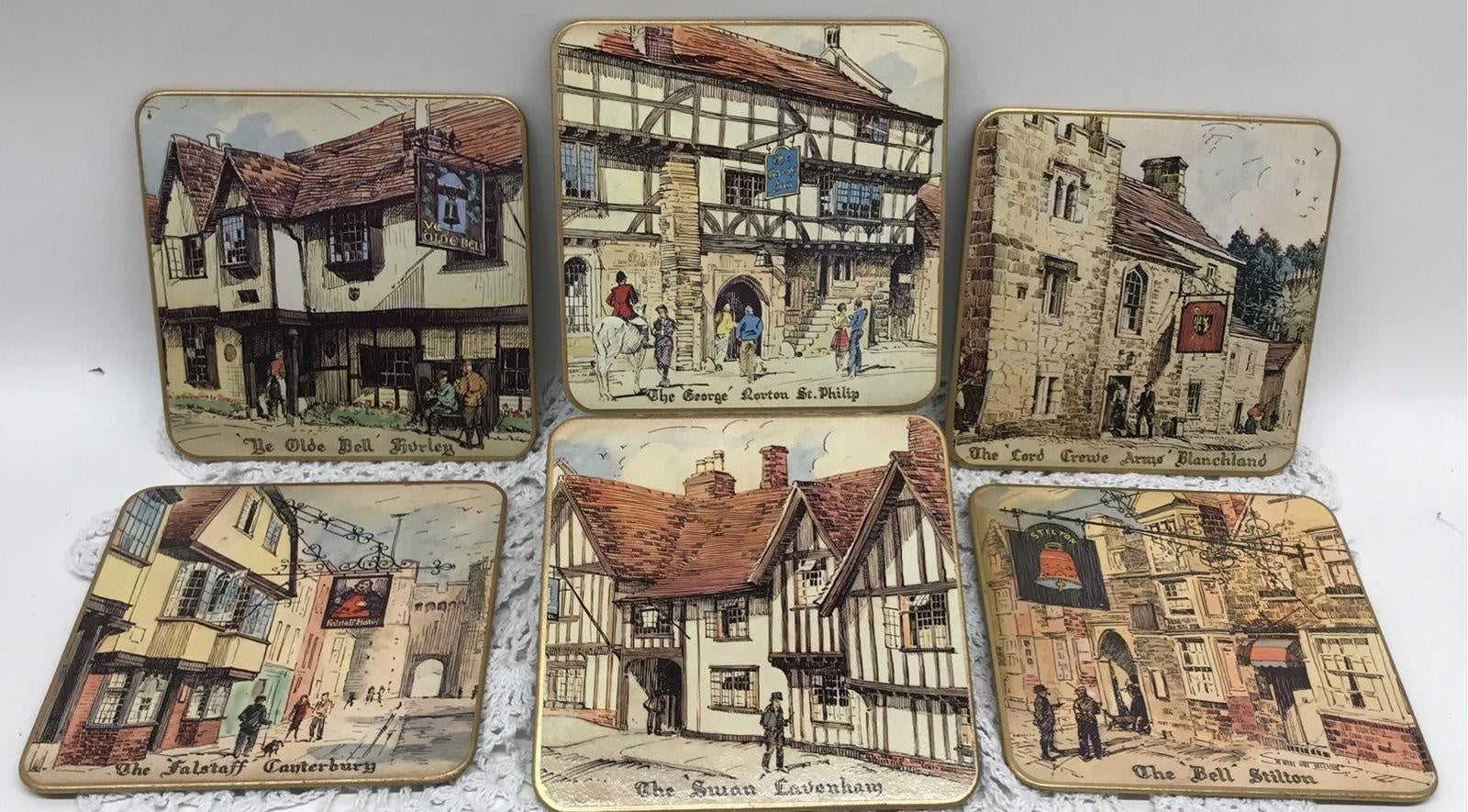 Vtg Win-El-Ware England Set Of 6 Coasters