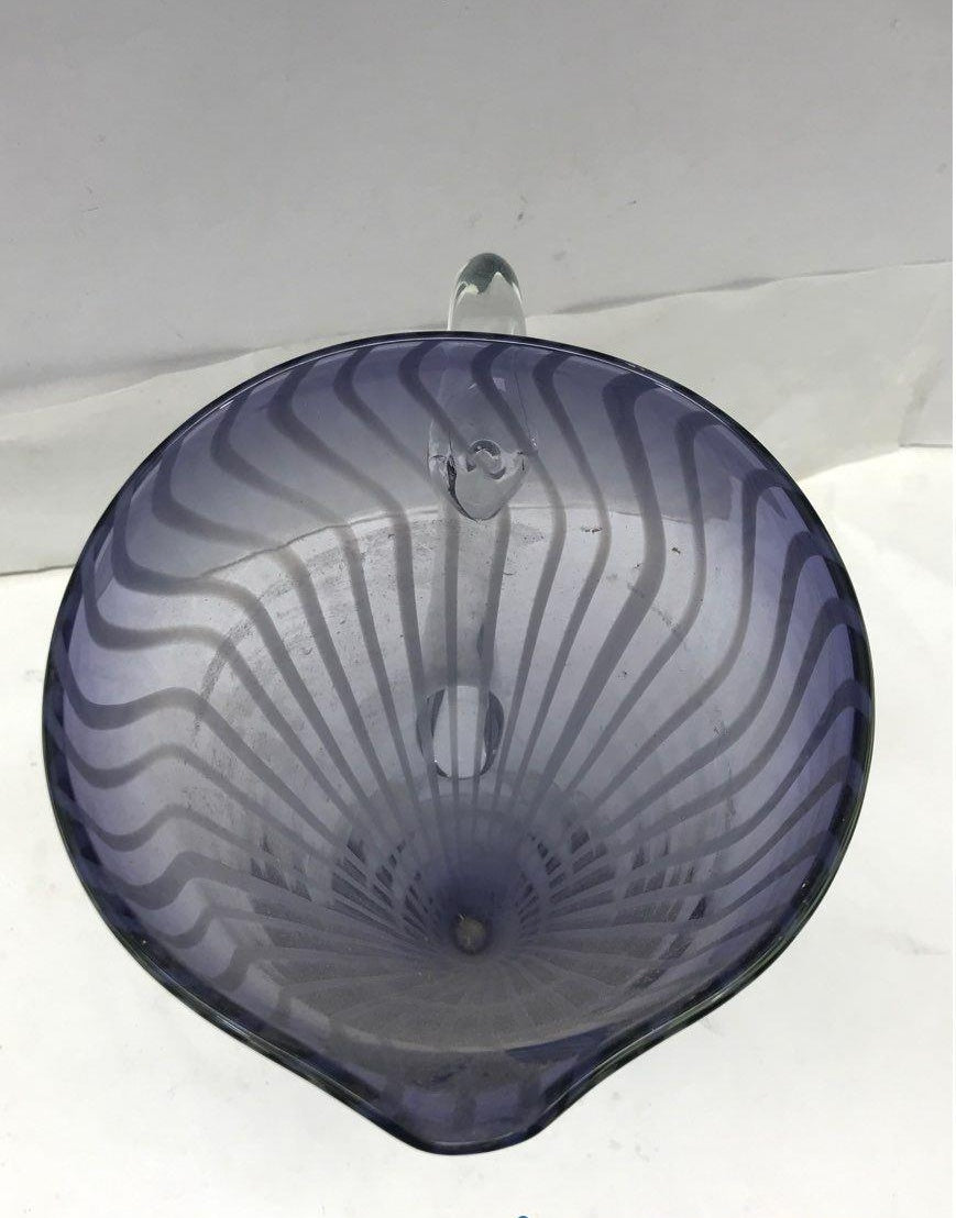 Vintage Purple & White Striped Glass Pitcher