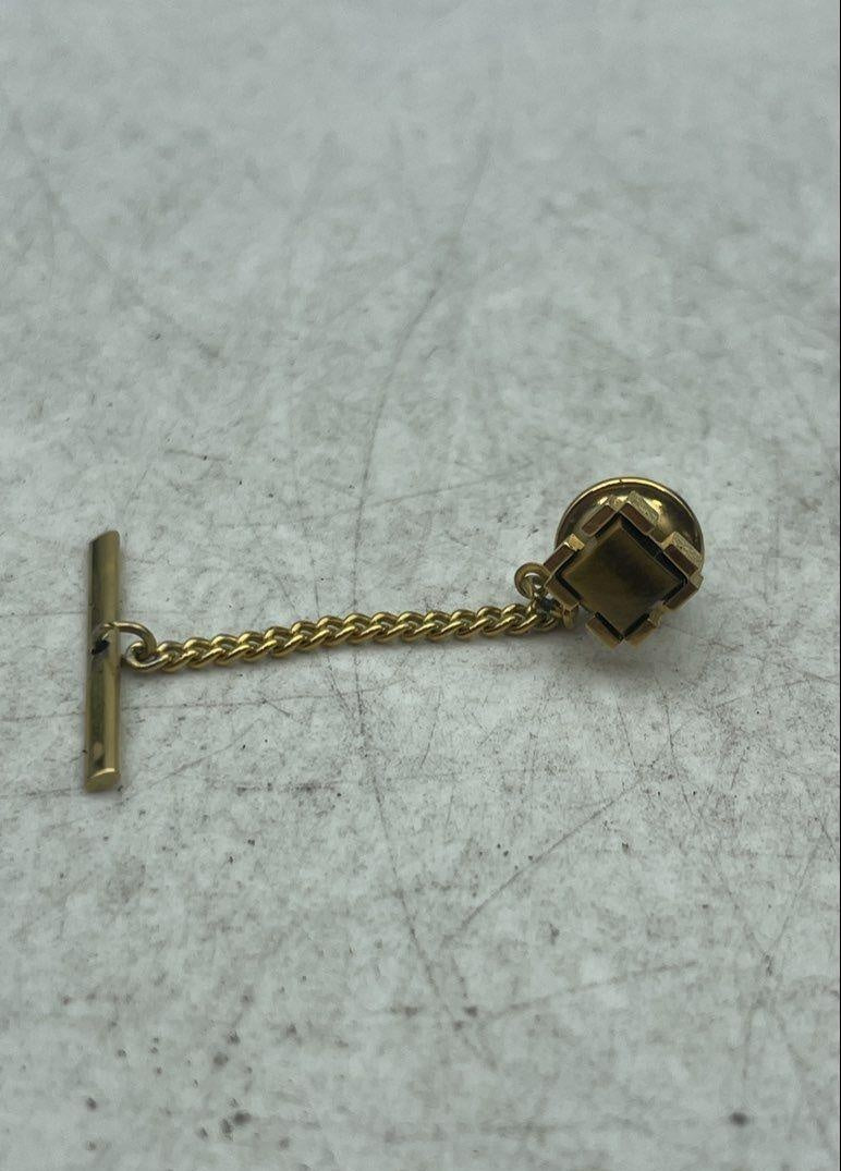 Gold Tone Cufflink and Tie Tack Set W/ Tiger's Eye Accents