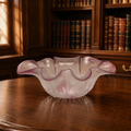 Red Glass Centerpiece Flower Bowl