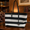 Michael Kors Black White Striped Tote Bag