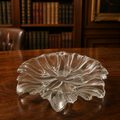 Clear Glass Crystal Flower-Shaped Serving Bowl or Platter