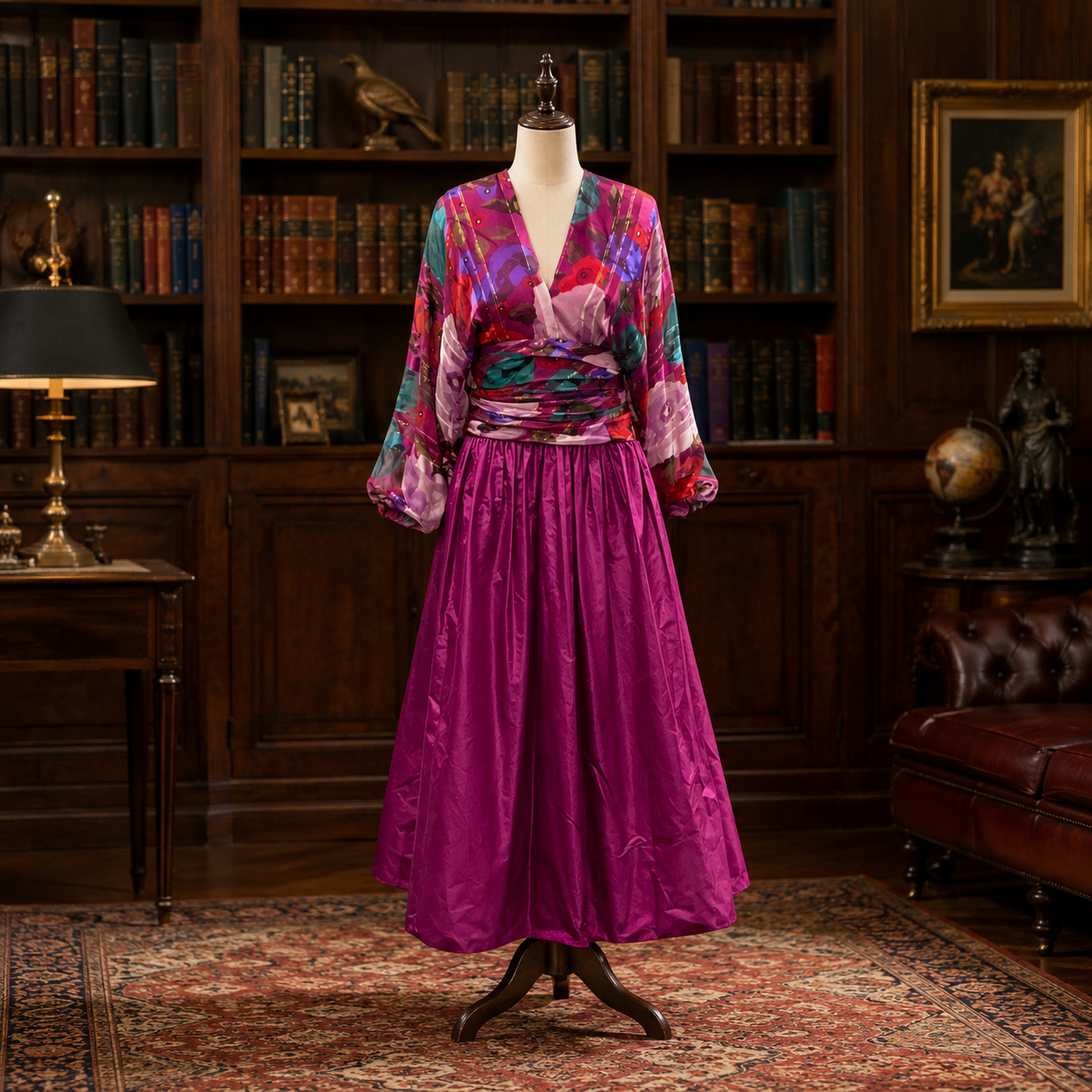 Vintage The Gilberts for Tally Purple Multicolor Evening Gown