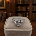 Vintage ESPO 925 Silver & Cushion-Cut CZ Solitaire Engagement Ring Sz 5.75
