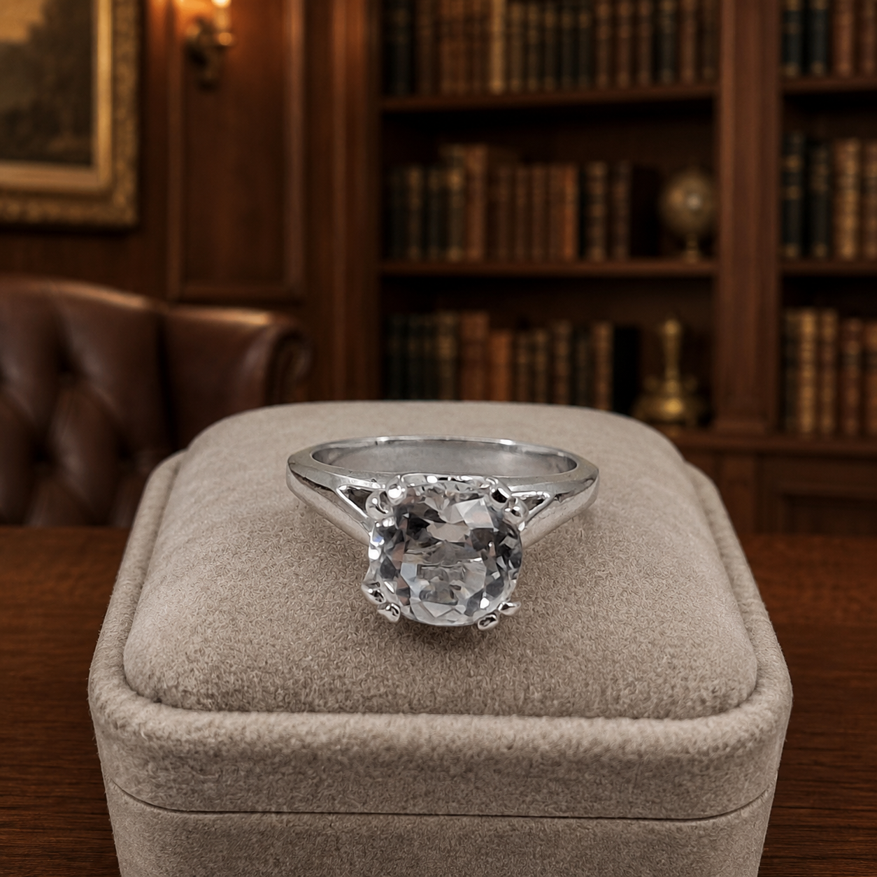 Vintage ESPO 925 Silver & Cushion-Cut CZ Solitaire Engagement Ring Sz 5.75