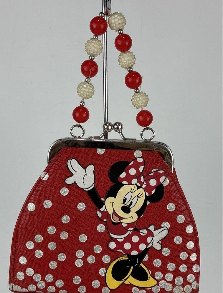Disney Minnie Mouse red polka dot purse with beaded handle