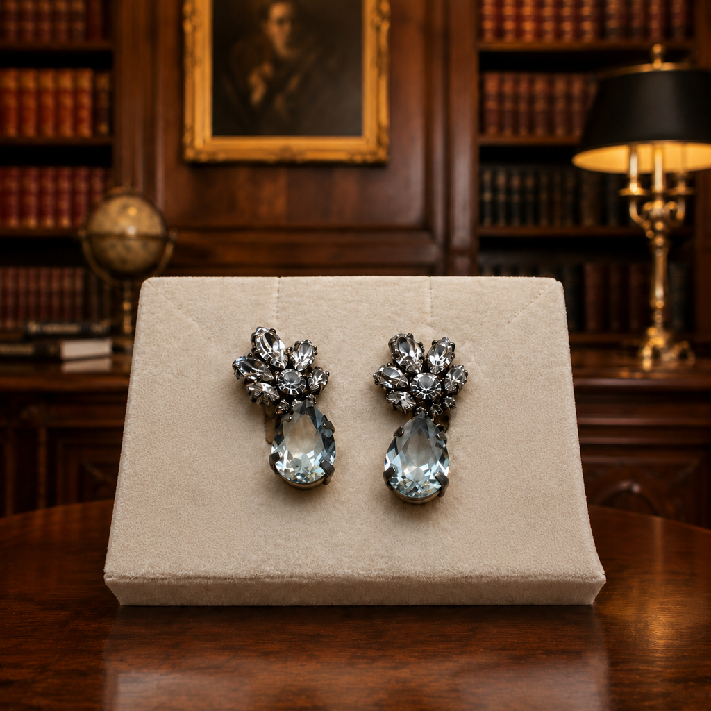 Petite Delights by Ilona Rubin Swarovski Blue Crystal Teardrop Clip Earrings