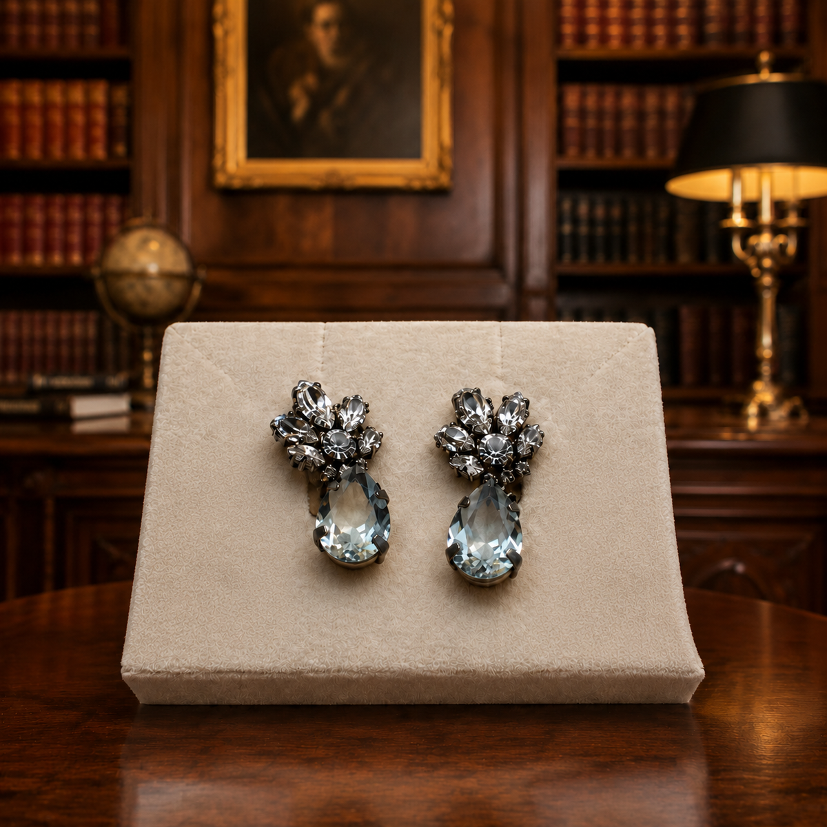 Petite Delights by Ilona Rubin Swarovski Blue Crystal Teardrop Clip Earrings