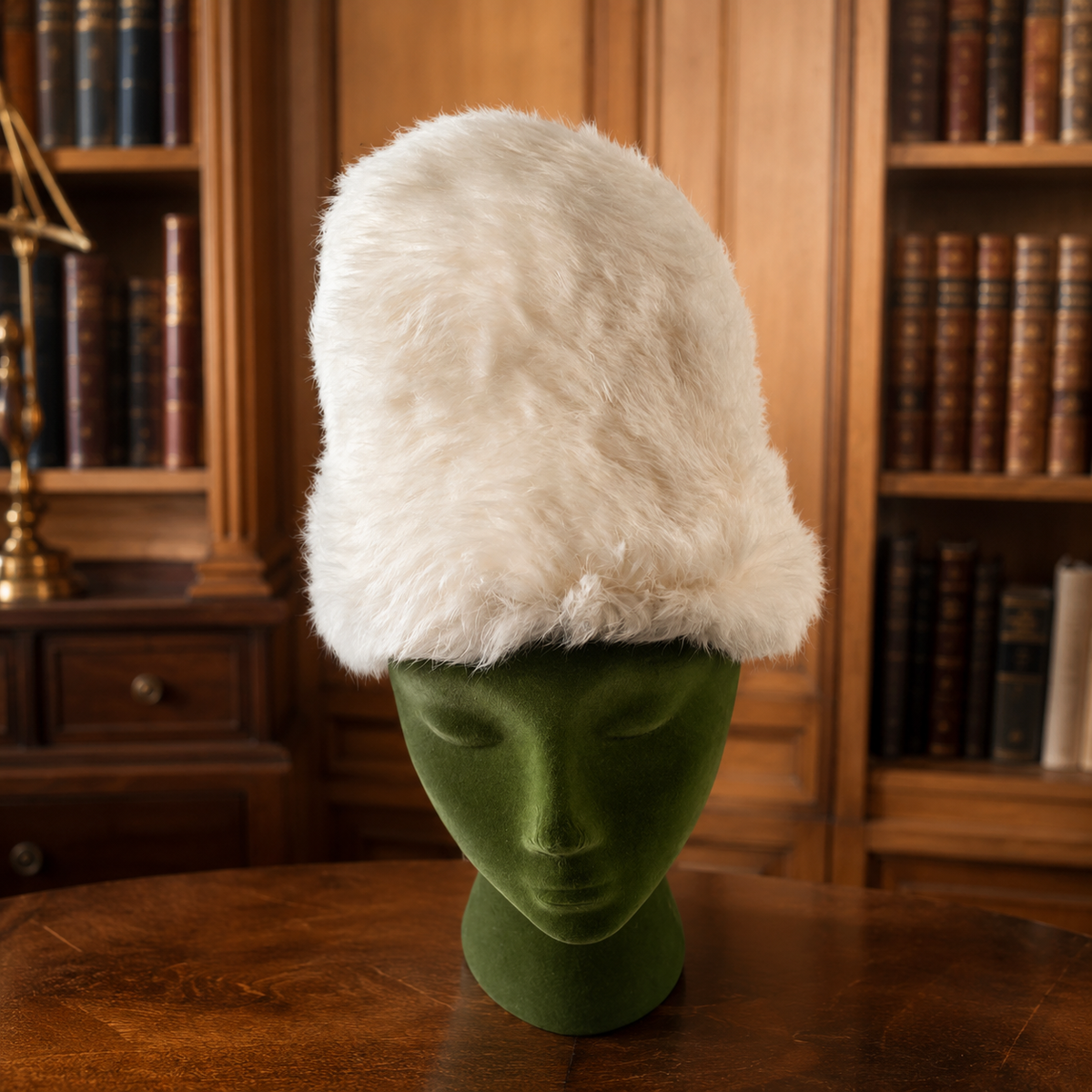 1960s Lion White Rabbit  Fur Style Hat Size Regular with Box