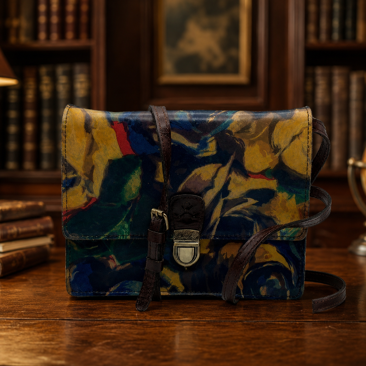 Patricia Nash Colorful Floral Leather Crossbody Bag, Abstract Print Shoulder Purse