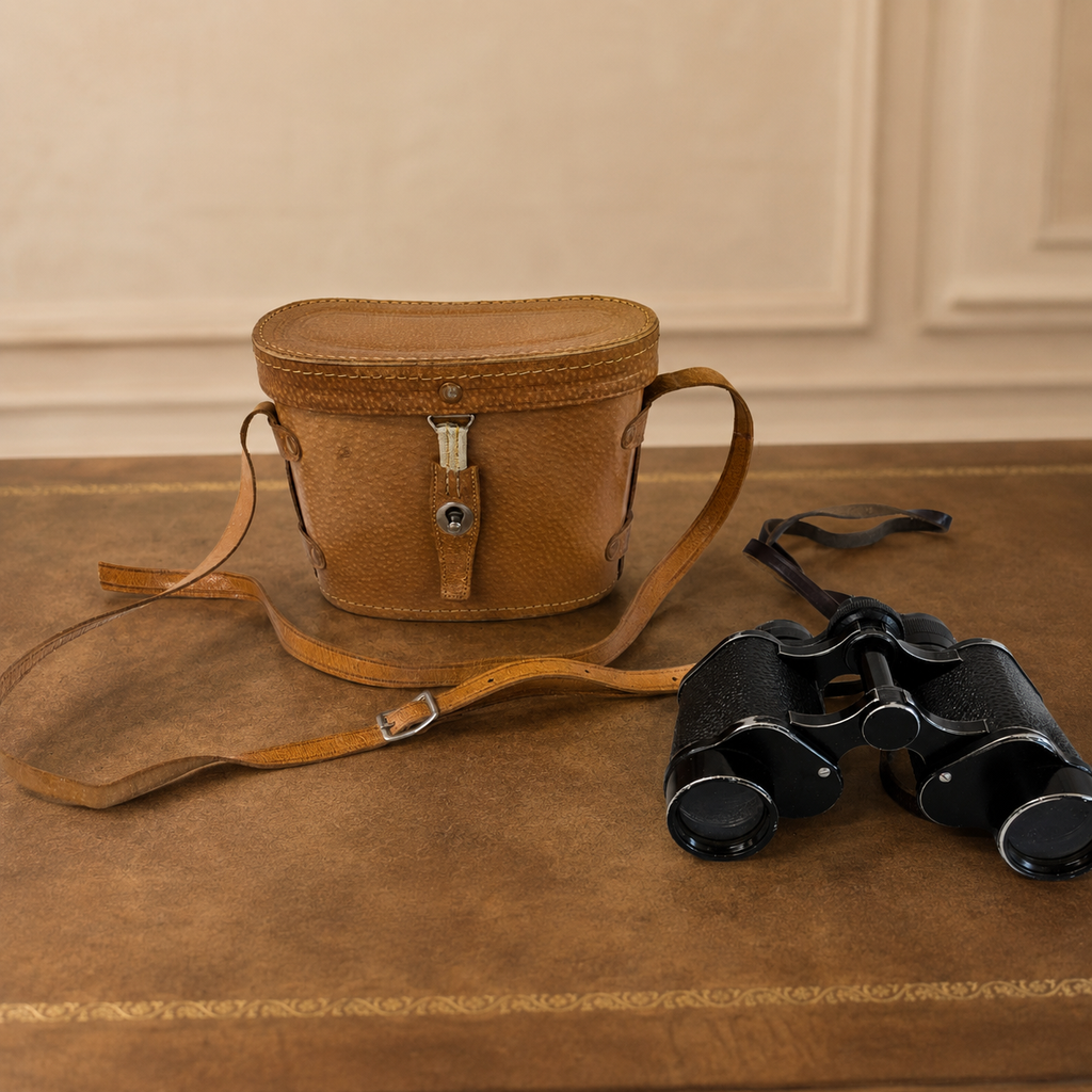 Vintage Dumont 8x30 Black Binoculars with Brown Case | Made in France Parts or Repair