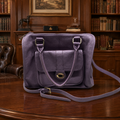 Ora Delphine Purple Pebbled Leather Satchel Crossbody Bag with Gold Hardware | Medium Everyday Handbag