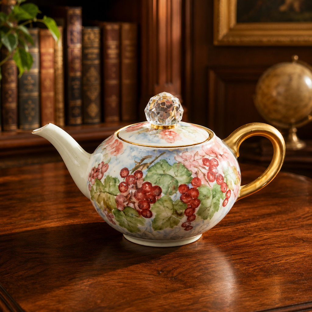 1900s–1930s Bavaria Floral Porcelain Teapot
