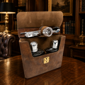 Vintage Leather Portable Travel Bar Set with Cocktail Accessories