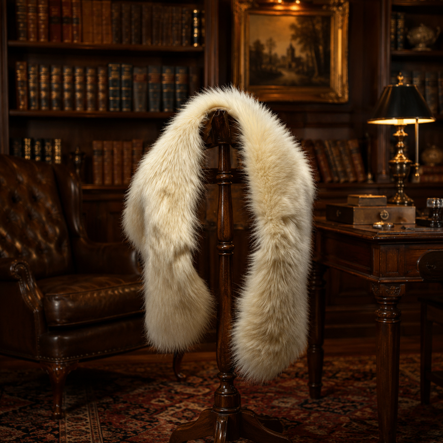 Sissily Designs ivory faux fur stole with lined interior