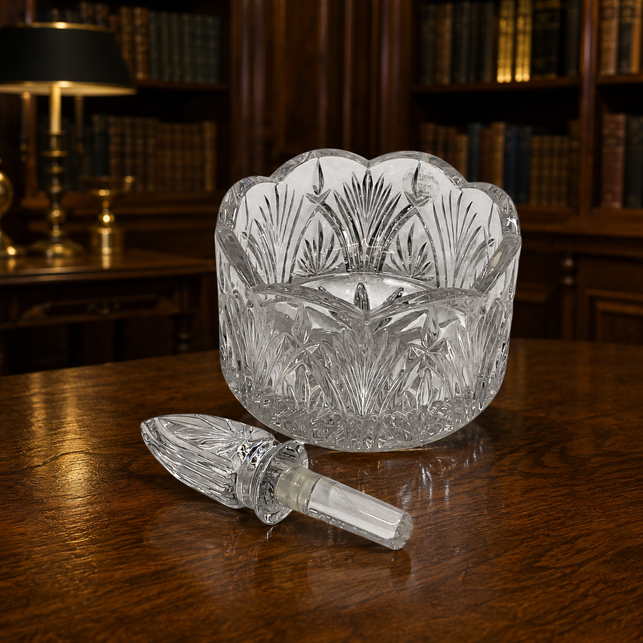 Royal Limited cut crystal wine bottle coaster and matching stopper with box