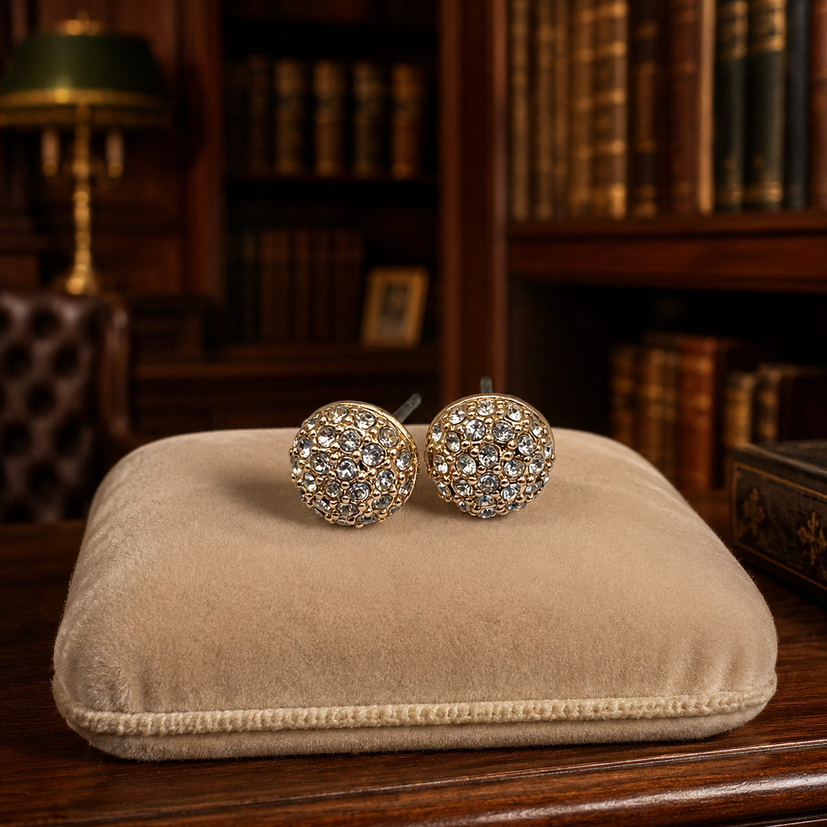 Silver-tone cluster stud earrings with pink and clear glass stones