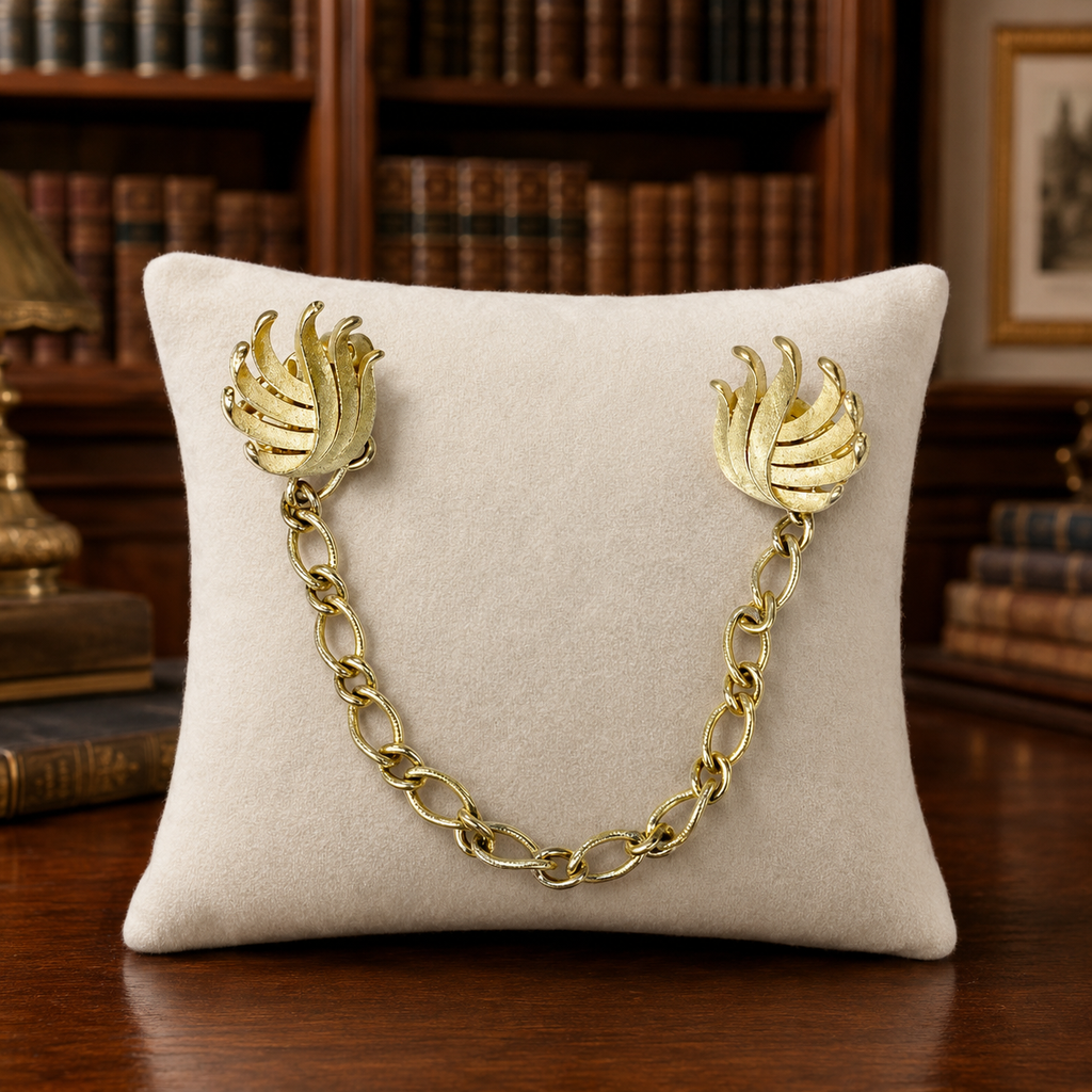1950s–1960s Trifari Gold Tone Sweater Clip Earrings