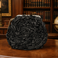 White House Black Market Black Rosette Evening Clutch, Floral Satin Chain Strap Bag