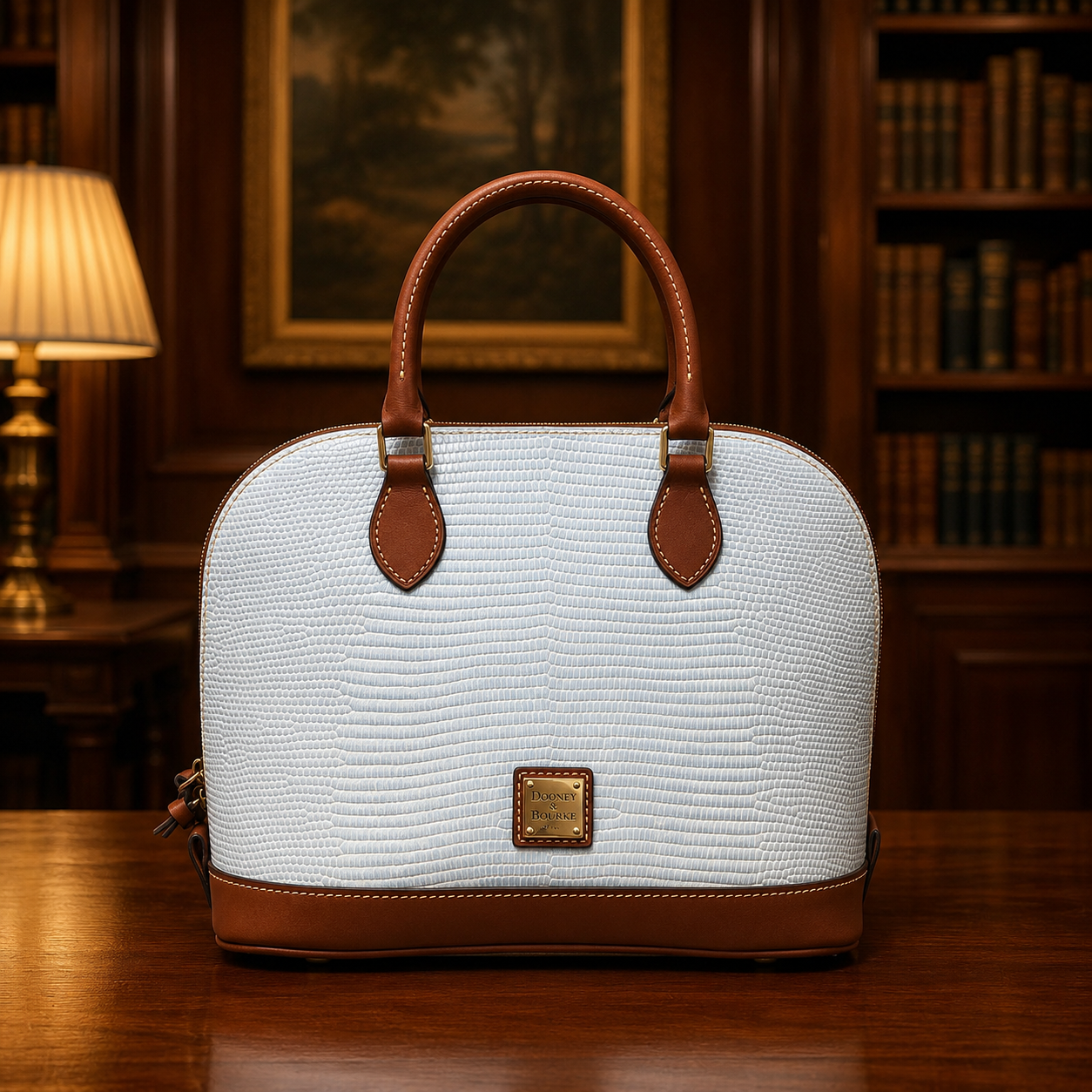 Dooney & Bourke Light Blue Embossed Dome Satchel Handbag
