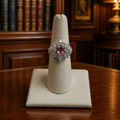 Bomb Party The Scarlett Ring Rhodium Plated Pink Lab Tourmaline Cluster Size 7