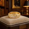 Tycoon Designer 7.4g 925 14K Gold Plated Sim Diamond (CZ) Wide Band Ring Sz 9