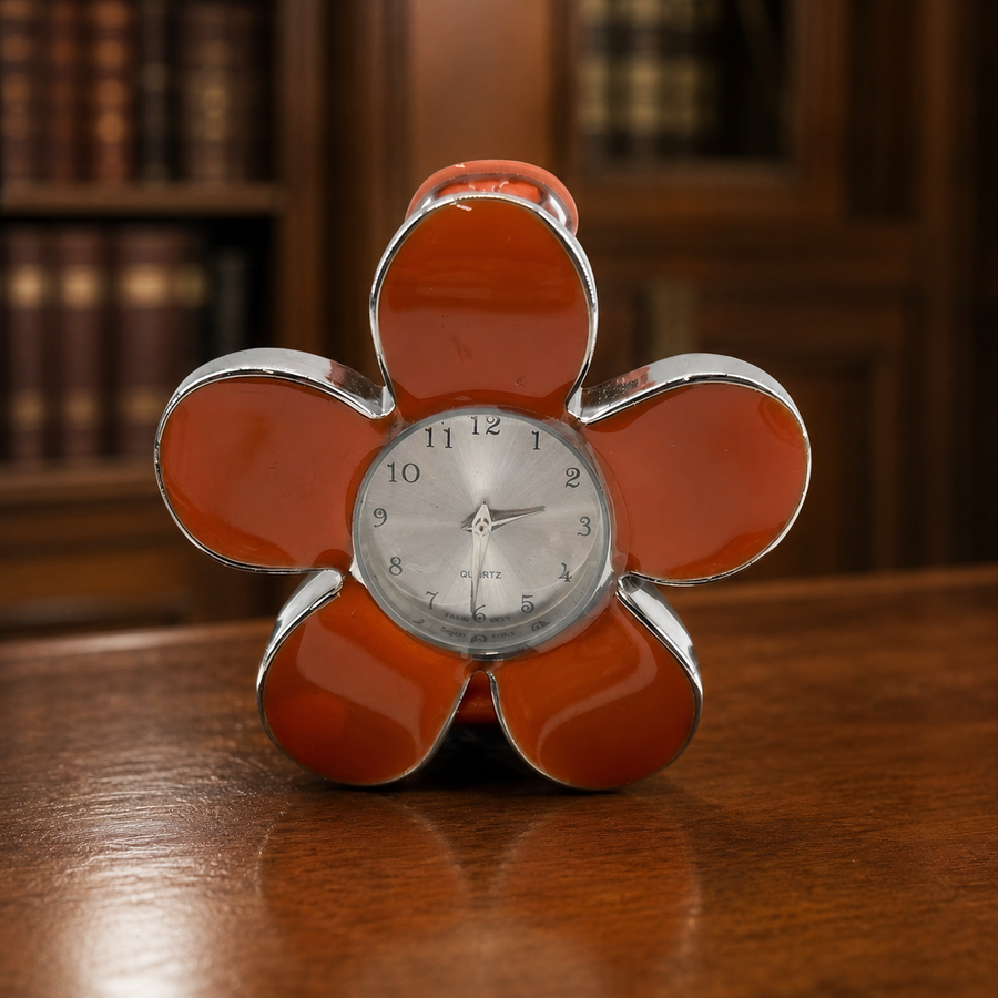 Women's daisy flower watch with orange band, for repair or parts