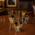 Vintage 1960s Gold Coin Rocks Glasses Set, Black & Gold Mid-Century Barware Tumblers