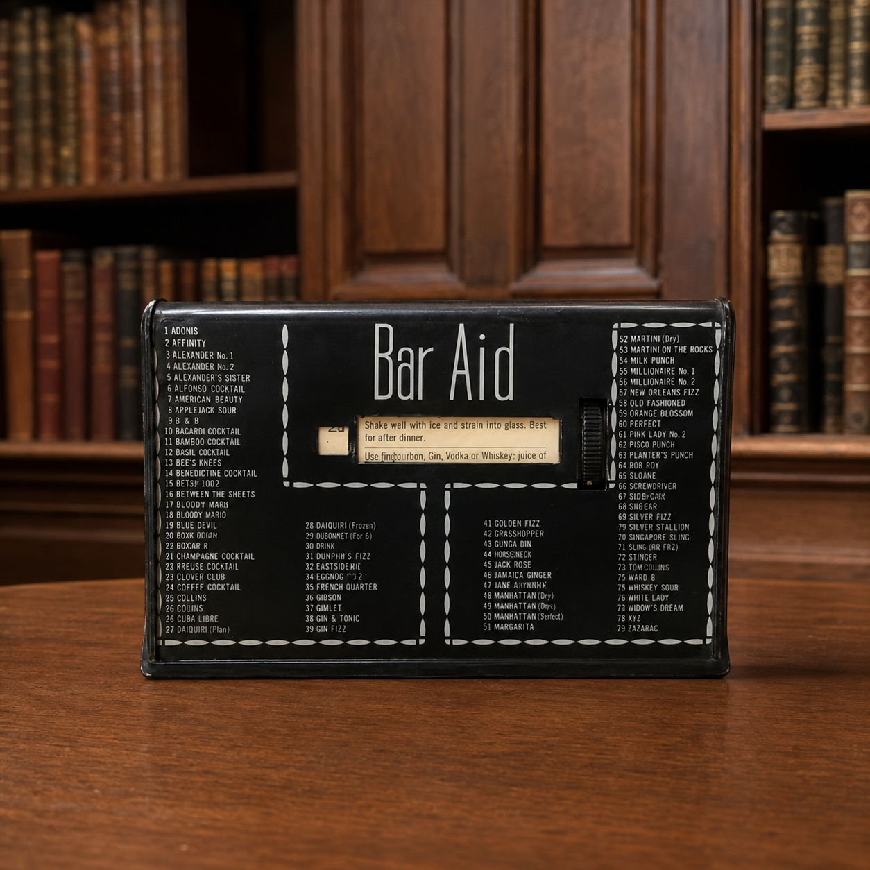 Vintage Bar Aid Rotating Cocktail Recipe Selector
