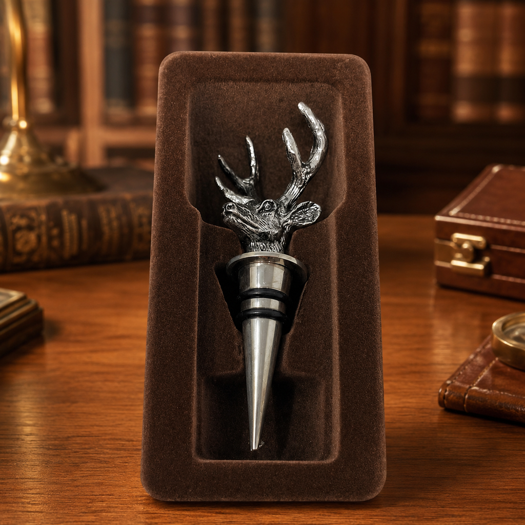 AGE REVIEW Silver Tone Stag Head Wine Bottle Stopper with Gift Box Barware Bottle Cork
