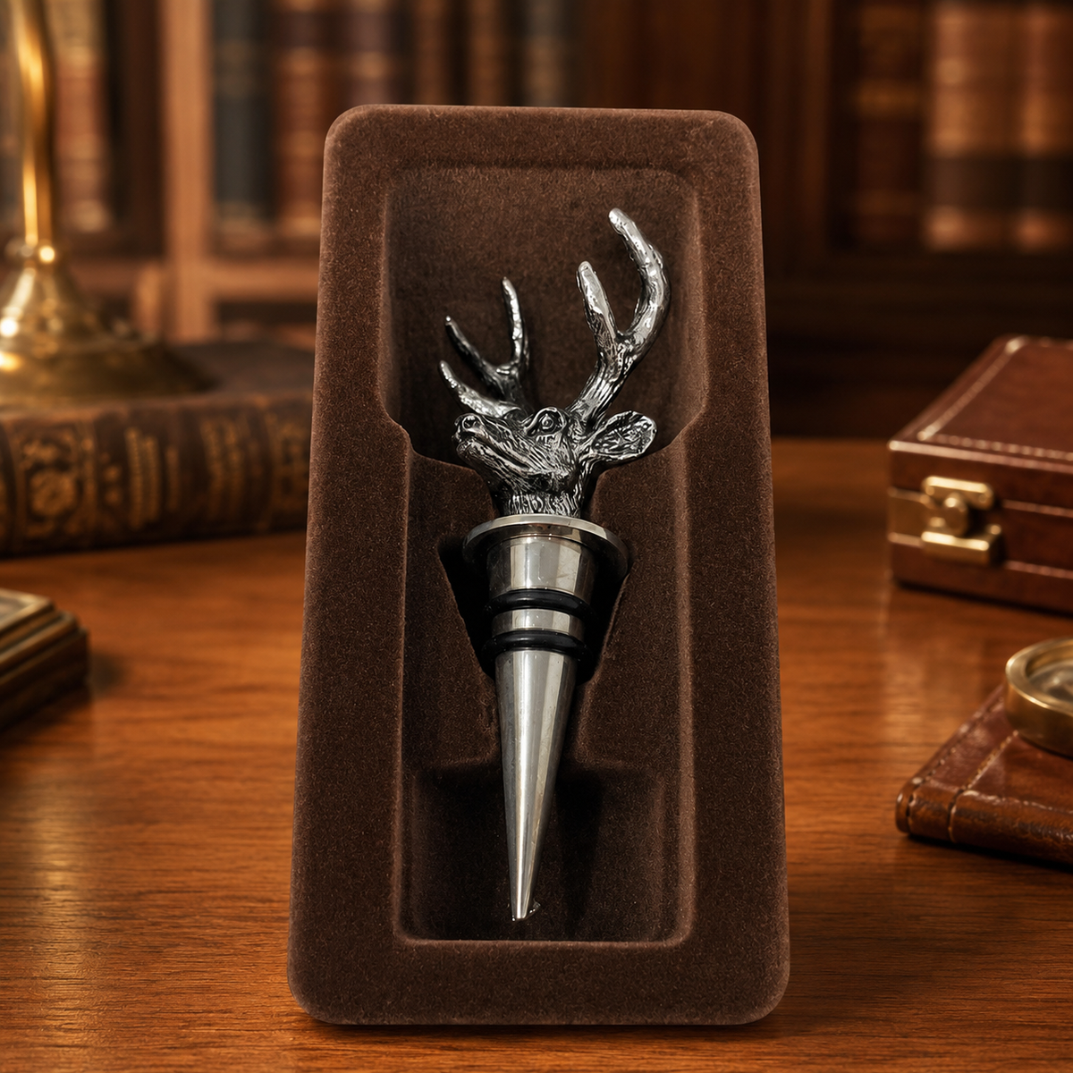 AGE REVIEW Silver Tone Stag Head Wine Bottle Stopper with Gift Box Barware Bottle Cork