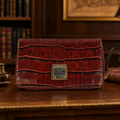 Dooney and Bourke Red Croc Embossed Leather Zip Wallet, Vintage Continental Clutch Wallet