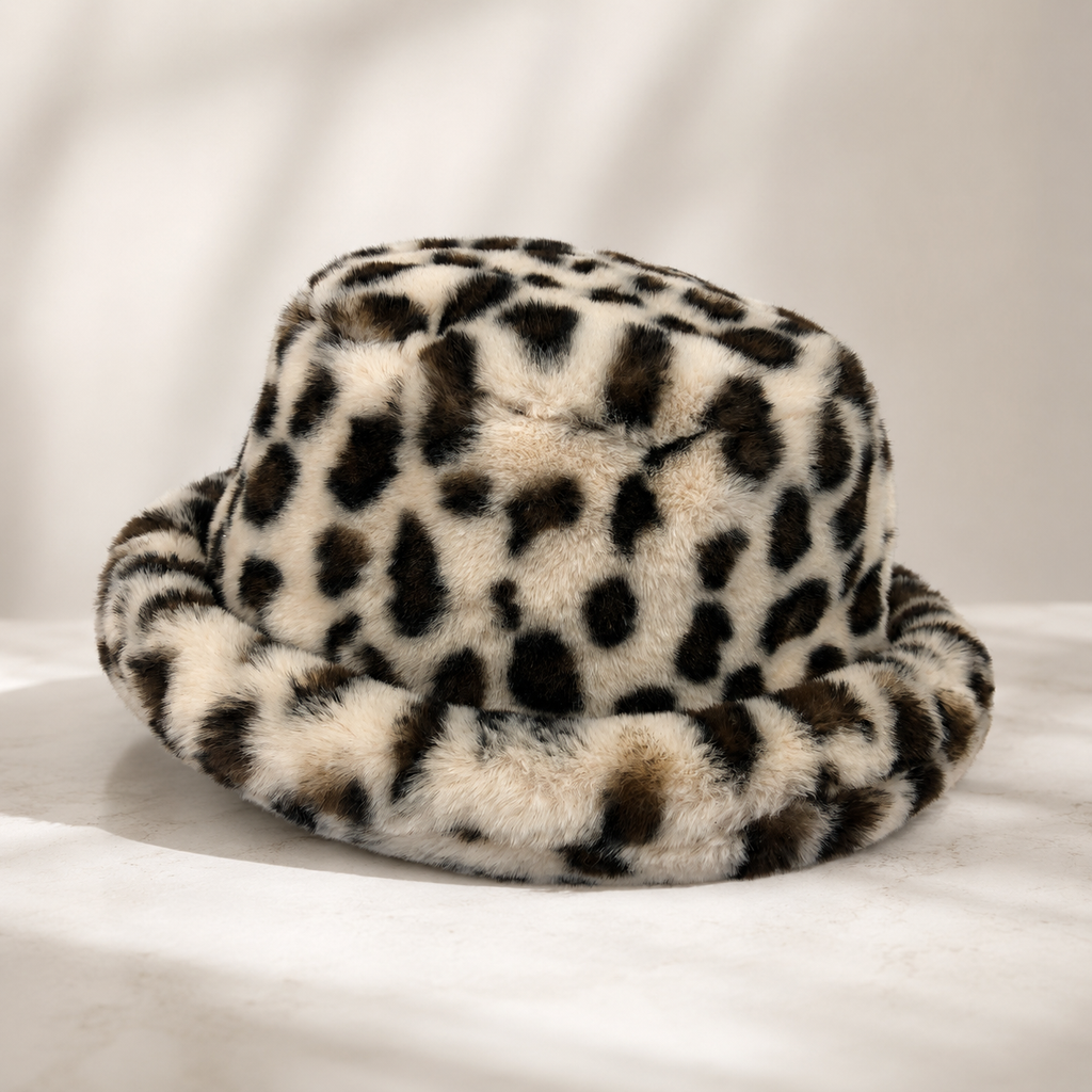 Urban Outfitters Leopard Print Faux Fur Bucket Hat | Super Soft Winter Accessory