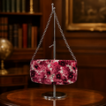 White House Black Market Pink Floral Beaded Evening Bag | Embellished Chain Strap Clutch Purse