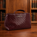 bebe Yara Burgundy Woven Satchel Bag, Small Structured Top Handle Handbag  Description