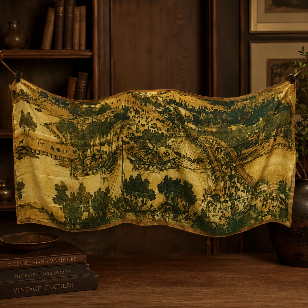 Jinayin Scenic Print Silk Scarf