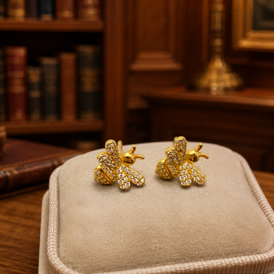 Gold-tone figural bee earrings