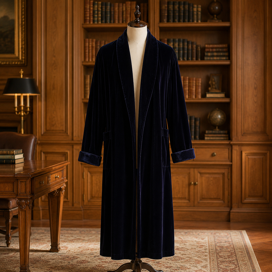 Diamond Tea Holt Renfrew deep purple velvet wrap robe with tie belt