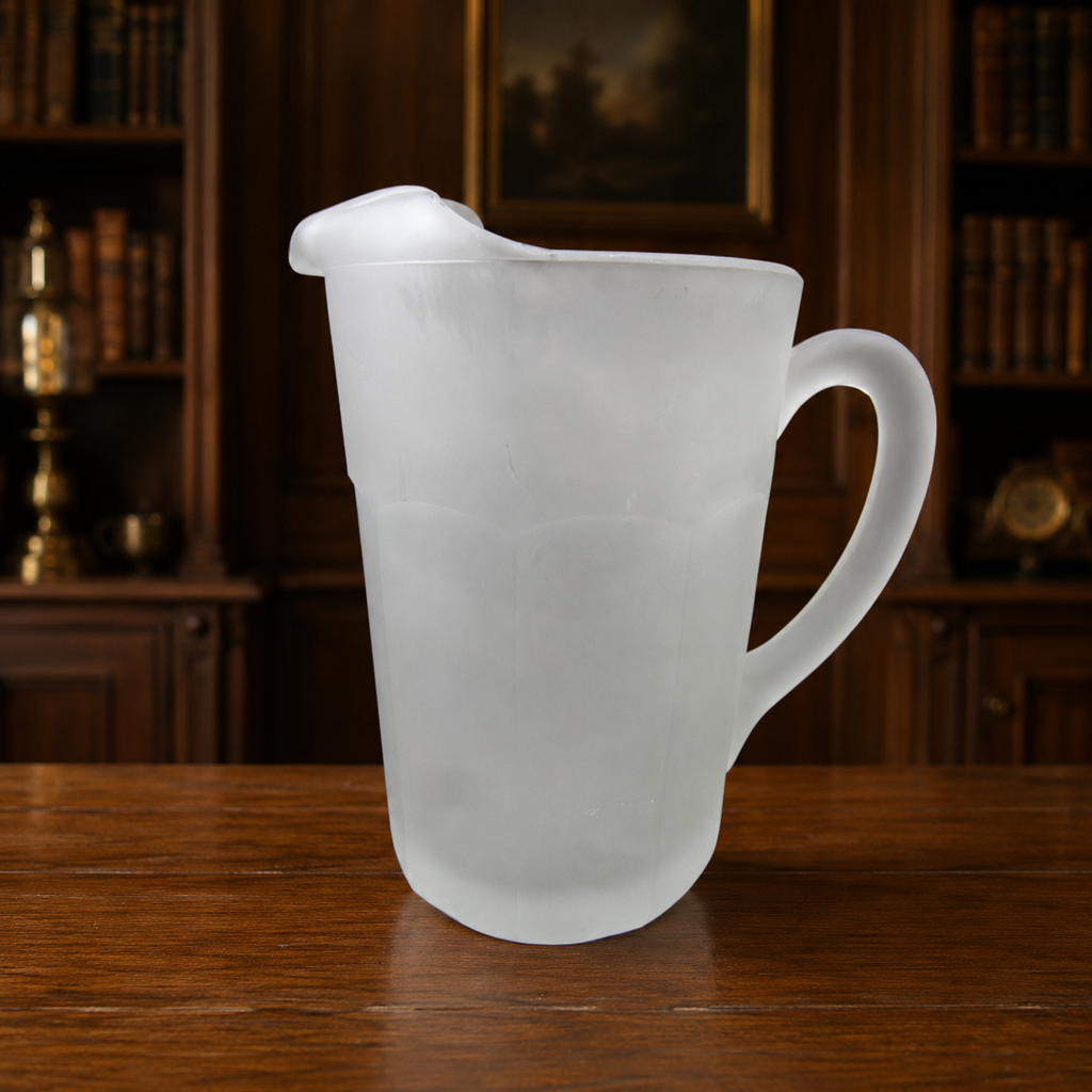 1970s–1980s Tiara Indiana Glass Frosted Satin Paneled Patio Pitcher