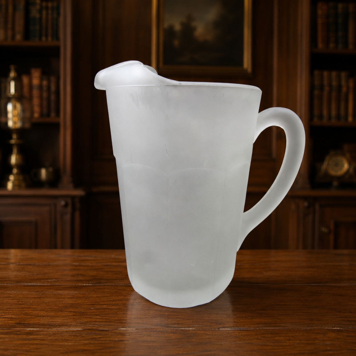 1970s–1980s Tiara Indiana Glass Frosted Satin Paneled Patio Pitcher