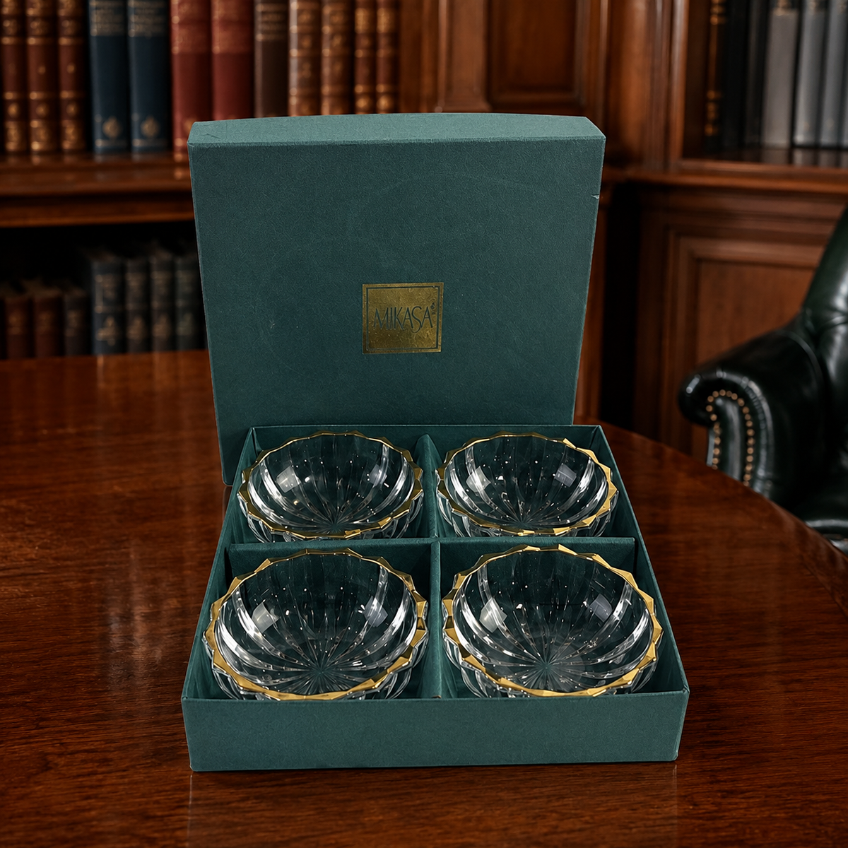 AGE REVIEW Mikasa Sunbeam Gold Individual Condiment Bowls Set of 4 in Box