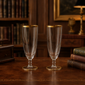 AGE REVIEW Clear Glass Gold Rim Stemmed Beverage Glasses Set of 2