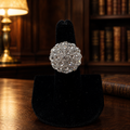 Vintage Silver Tone Pavé Rhinestone Dome Cocktail Ring 21.3g | Statement Estate Jewelry