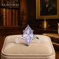 925 Sterling Silver Marquise Cubic Zirconia Solitaire Ring, Size 8 Elegant Statement Ring